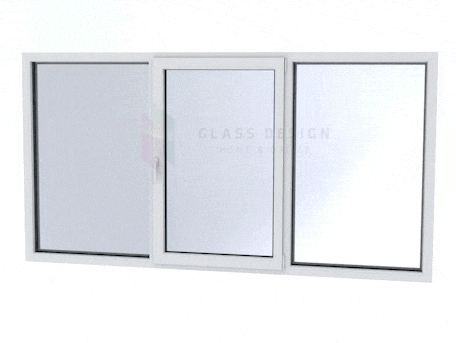 Finestra oscillante a doppio vetro con due parti fisse