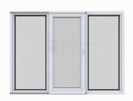 door oscillating with two fixed parts