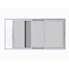 HST patio doors, White colour, 400x220, Two mobile parts and one fixed part