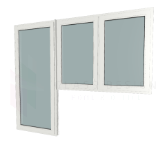 PVC double glazed window, Lion Evolution 73, 5-chambers, White, 240X200, Hinged door and two hinged parts