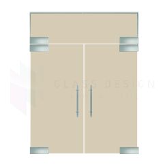 Two doors and 10mm bronze glass overlight, size 200x210 cm 