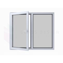 PVC double glazed window, Shark Evolution 73, 5-chambers, White, 150X160 cm, Tilt and turn window with fixed part