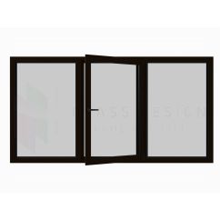 PVC double glazed window, Tiger Evolution 82, 6 chambers, Standard colour, 290x150 cm, Tilt and turn window with two fixed parts