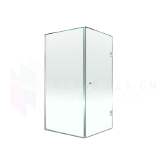 Box doccia angolare in vetro trasparente a 90° con porta a battente e 1 pannello fisso, 200x 220 cm