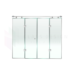 Shower cabin made of glass treated against calc with 2 hinged doors and 2 fixed panels, 200 x 220 cm