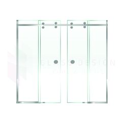 Shower cabin made of glass treated against calc with 2 sliding doors and 2 fixed panels 200 x 190 cm
