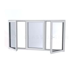PVC double glazed window, Shark Evolution 73, 5-chambers, White, 290x150 cm, Window with two tilt and turn parts and one hinged part