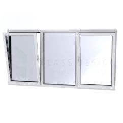 PVC double glazed window, Tiger Evolution 82, 6 chambers, White, 290x155 cm, Two tilt and turn windows with one fixed side