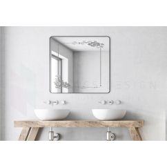 Square sandblasted mirror 80x80cm with pattern, 4mm thick