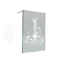 Shower screen made of clear glass, sandblasted with pattern, with mounting kit included, 80 x 190 cm