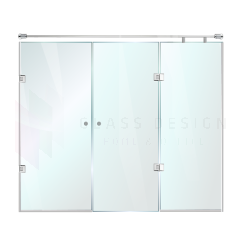 Shower cabin made of of glass treated against calc with 2 hinged doors and 1 fixed panel, 200 x 190 cm
