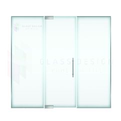 Pivot door with two fixed panels made of clear glass 10mm, size 290x220cm 
