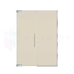 Pivot door with fixed glass panel in bronze 10 mm, size 190x210cm 