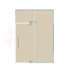 Pivot door with overlight and fixed 10 mm bronze glass panel, size 200x240cm 